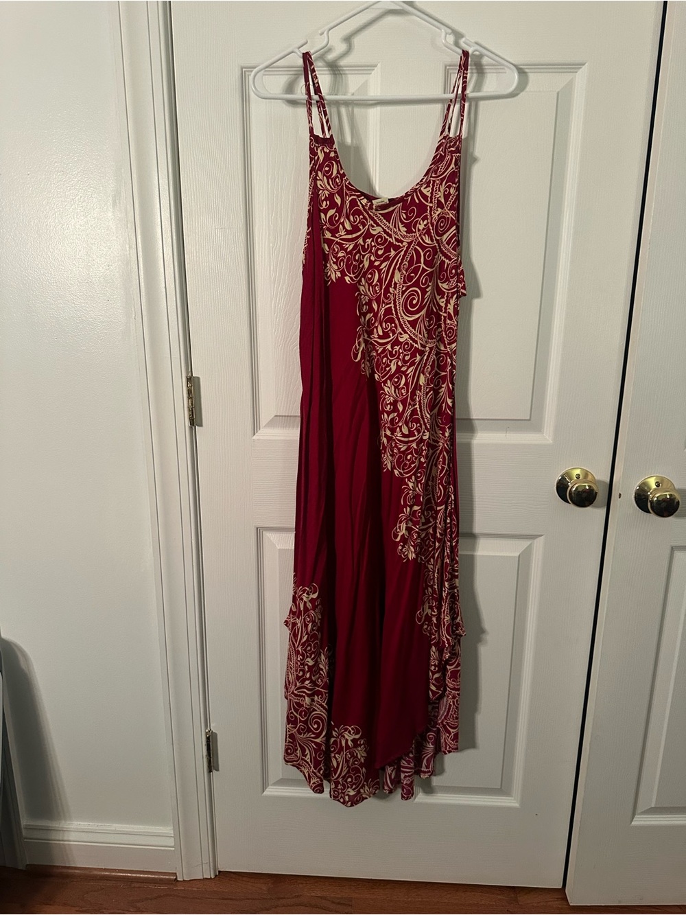 Red Paisley-Print Slip Dress